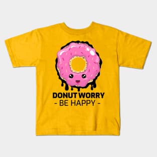 donut worry be happy Kids T-Shirt